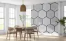 White Marble Hexagon Geometric Pattern Wall Mural 3