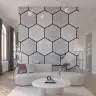 White Marble Hexagon Geometric Pattern Wall Mural 5