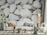 Smooth White River Stone Wall Mural 2