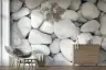 Smooth White River Stone Wall Mural 3