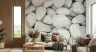 Smooth White River Stone Wall Mural 1