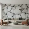 Smooth White River Stone Wall Mural 5