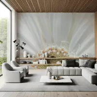 Serene White Daisy Petal Floral Wall Mural