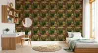 Majestic Tropical Jungle Tiger Pattern Wallpaper