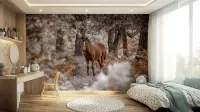 Majestic Wild Horse Forest Wall Mural for Home Decor