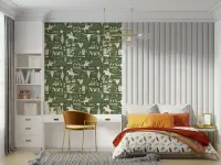 Wild West Cowboy Sketch Green Wallpaper