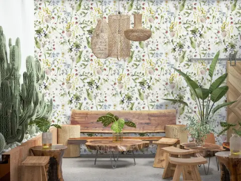 Wildflower Meadow Botanical Wallpaper