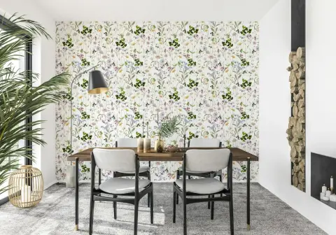 Scattered Watercolour Wildflower Wallpaper