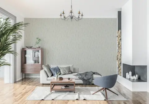 Subtle Sage Green Wildflower Pattern Wallpaper