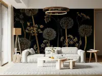 Elegant Golden Dandelion Botanical Wall Mural