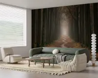 Misty Woodland Path Wall Mural