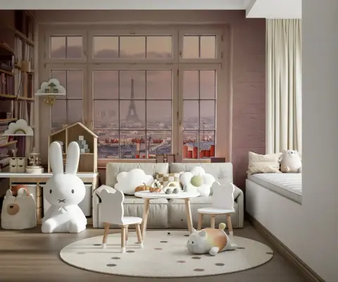 Parisian Window Cityscape Wall Mural