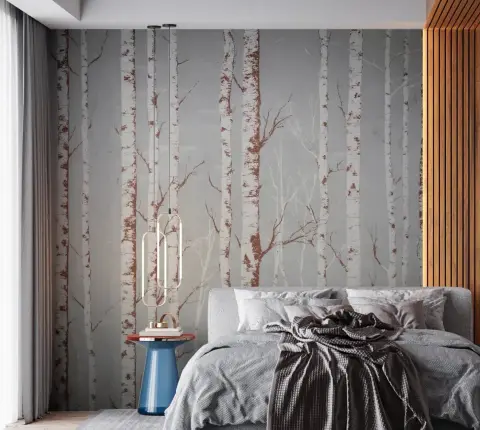 Serene Birch Forest Wall Mural