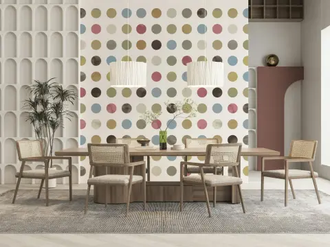 Contemporary Watercolour Dot Wall Mural