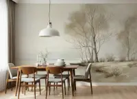 Misty Winter Shoreline Landscape Wall Mural