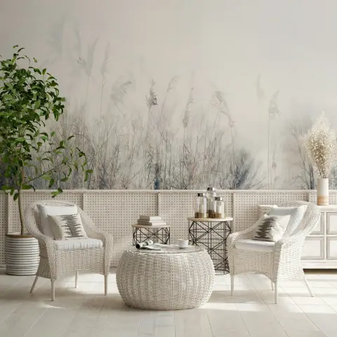 Misty Grassland Nature Wall Mural