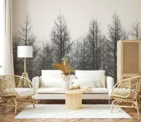 Monochrome Bare Trees Forest Wall Mural