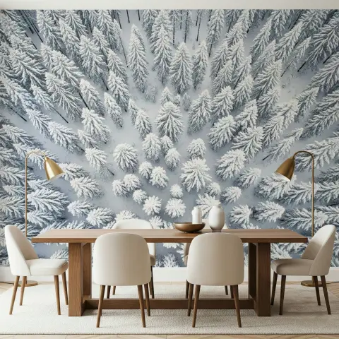 Snow-Covered Pine Forest Wall Mural