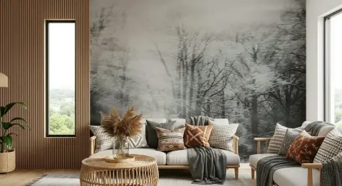 Abstract Woodland Mist Wall Mural