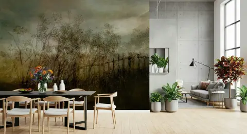 Ethereal Dry Grass Field Wall Mural