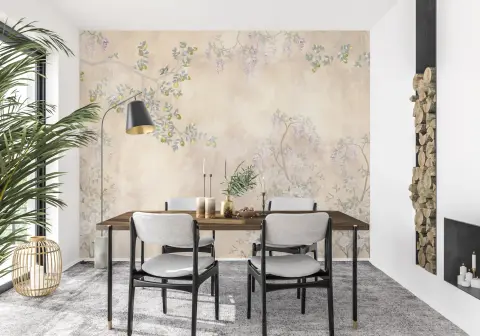 Elegant Wisteria and Lemon Branch Wall Mural