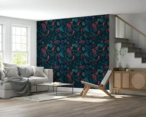 Vibrant Tropical Birds and Botanical Wallpaper