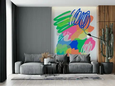 Vibrant Abstract Colour Splash Wall Mural