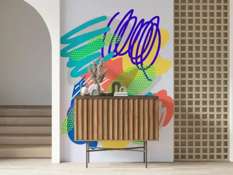 Dynamic Abstract Art Wallpaper with Colourful Strokes