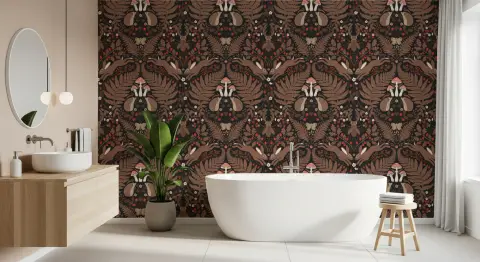 Rustic Woodland Folk Art Pattern Wallpaper