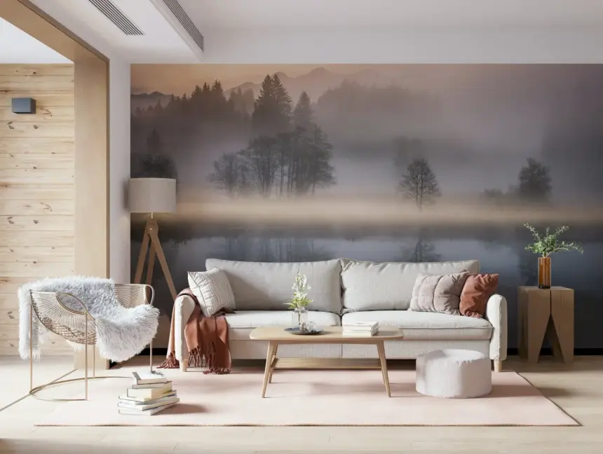 Woodland Dawn Reflection Wall Mural - 2576375