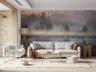 Serene Misty Forest Lake Reflection Wall Mural 2