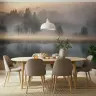 Serene Misty Forest Lake Reflection Wall Mural 1
