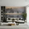 Serene Misty Forest Lake Reflection Wall Mural 3