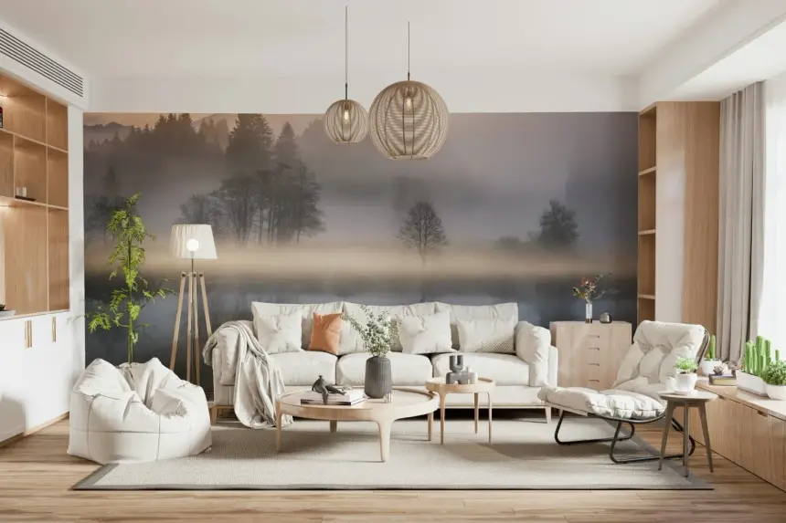 Woodland Dawn Reflection Wall Mural - 2576375