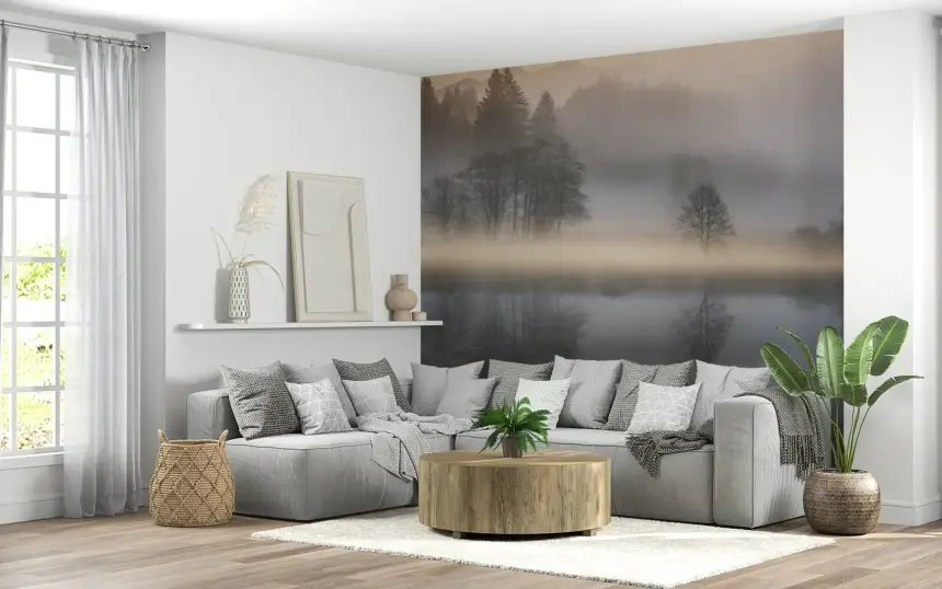 Woodland Dawn Reflection Wall Mural - 2576375