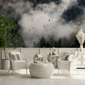 Misty Woodland Birds Scenic Wall Mural