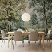 Painterly Forest River Verdant Valley Wall Mural