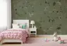 Enchanted Woodland Animals Sage Green Wall Mural 1