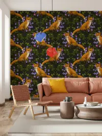 Enchanted Woodland Fox and Bellflower Wallpaper