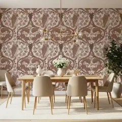 Vintage Woodland Owls and Squirrels Oak Tree Wallpaper