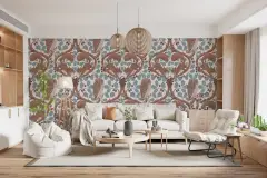 Woodland Owls and Squirrels Oak Tree Wallpaper