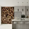 Rustic Stacked Woodpile Texture Wall Mural 2