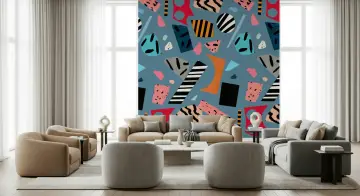 Bold Memphis Style Geometric Cutout Shapes Wallpaper Mural