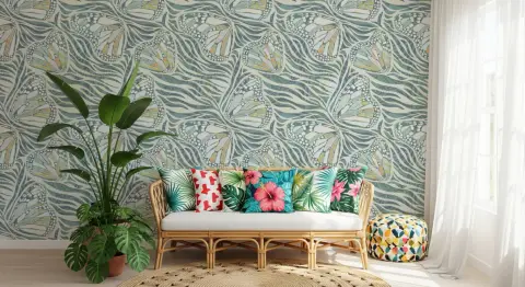 Abstract Butterfly Wings and Zebra Stripe Wallpaper