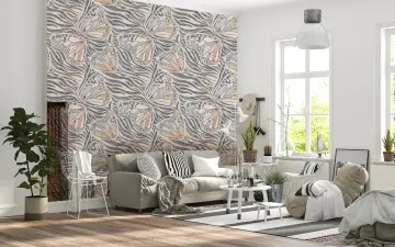 Abstract Butterfly Wings and Wavy Stripes Wallpaper