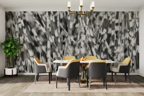 Monochrome Striped Grass Botanical Wall Mural