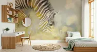 Graceful Zebra Grazing Nature Wall Mural
