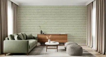 Sage Green Geometric Interlock Pattern Wallpaper