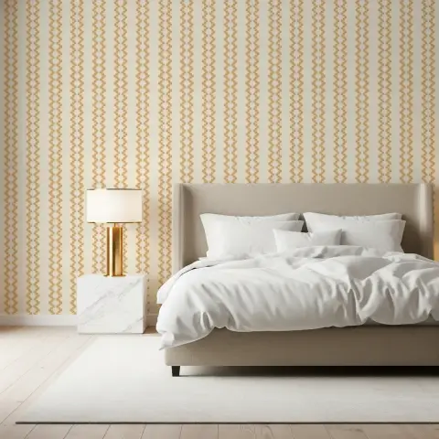Contemporary Geometric Stripe Wallpaper in Beige