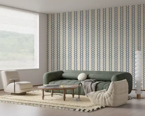 Modern Blue Geometric Vertical Stripe Wallpaper